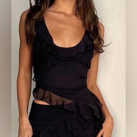 Tiger Mist Black Ruffle Stormi Top - Picture 4 of 4